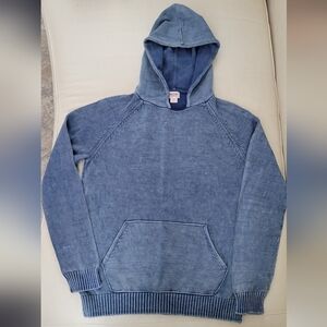 Mossimo 100% cotton distressed denim look blue hoodie sweater medium